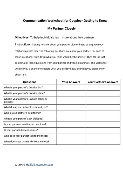 Free Couples Therapy Worksheets