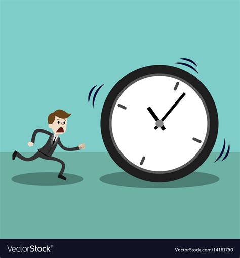 Businessman late and running with clock or time Vector Image