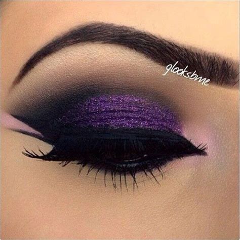 Purple Glitter and Black Smokey Eye Makeup Double Winged Eyeliner ...