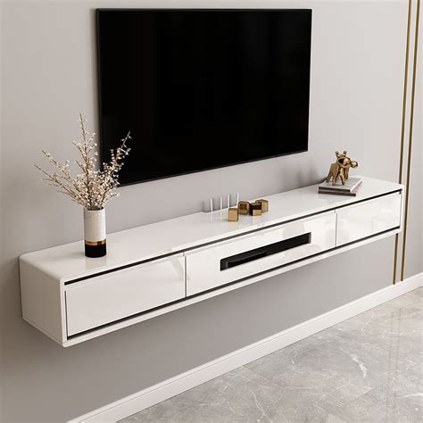 70.9" White TV Stand Postmodern Minimalist Floating Media Console with Storage | White tv stands ...