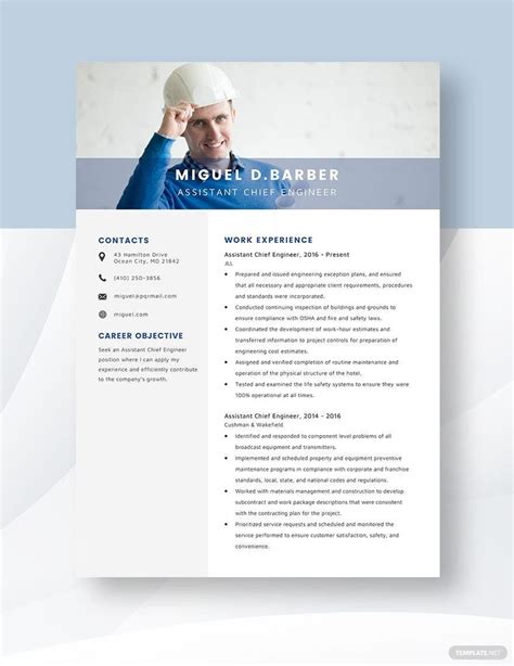 Assistant Chief Engineer Resume in Pages, Word - Download | Template.net