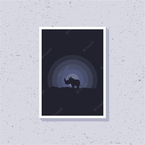 Premium Vector | Cute rhinoceros silhouette design in dark color for wall decoration flat vector ...