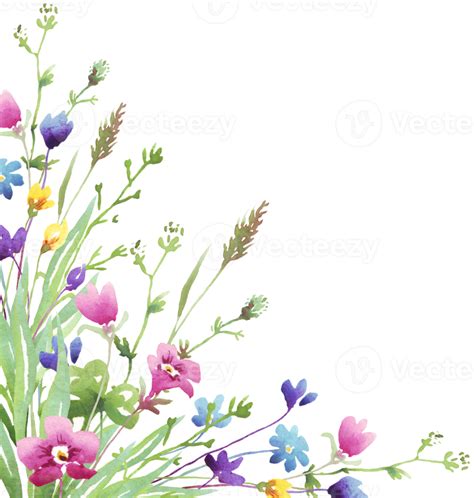 Wildflower frame. Watercolor clipart 22316332 PNG