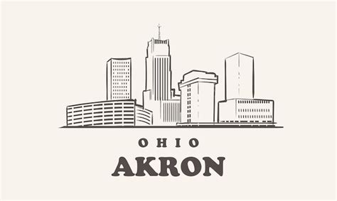 Premium Vector | Akron skyline, ohio