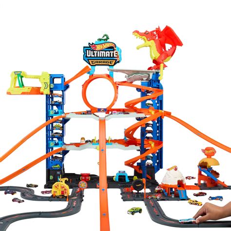 Hot Wheels City Ultimate Garage Playset 2 Cars 4 Level Tracks Defeat the Dragon | eBay