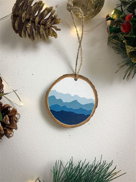 Mini Ornament / Blue Ridge Mountain Range Hand Painted Wooden - Etsy