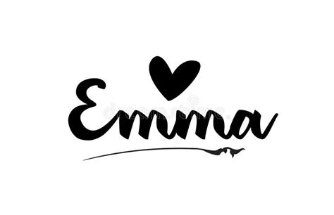 Emma Name Text Word with Love Heart Hand Written for Logo Typography ...