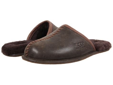 UGG - Scuff Deco (Stout Leather) Men's Slippers | Slippers.com - Shop Comfy