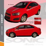 SWEEP : 2012-2016 Chevy Sonic Hood Graphic and Lower Rocker Panel Vinyl Graphic Stripe Decals ...