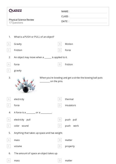 50+ Physical Science worksheets on Quizizz | Free & Printable - Worksheets Library