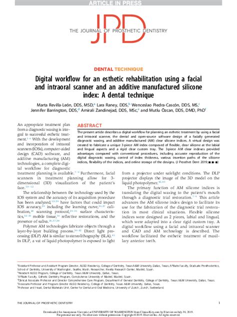 (PDF) Digital workflow for an esthetic rehabilitation using a facial ...