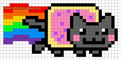 Pixel art Nyan Nyan cat | Pixel art templates, Minecraft pixel art, Pixel art