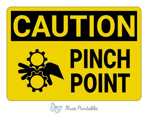 Printable Pinch Point Caution Sign