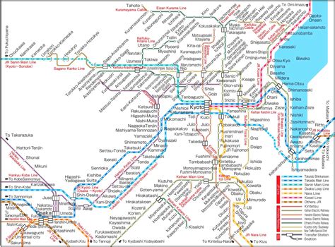 Kyoto area rail map - Ontheworldmap.com