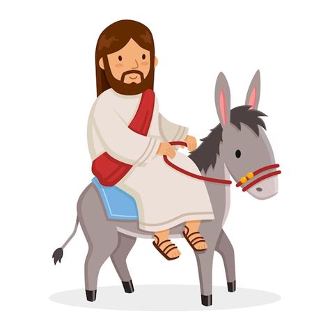 Premium Vector | Jesus riding a donkey