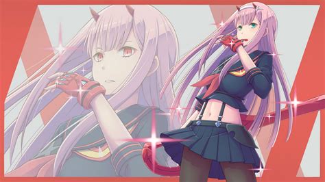 Darling In The FranXX Purple Hair Zero Two With Red Gloves With ...