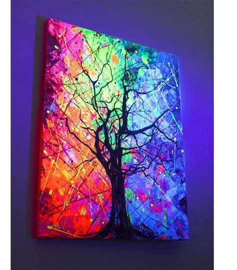 Neon Art Abstract Painting on Canvas Modern Wall Art UV Glow in the ...