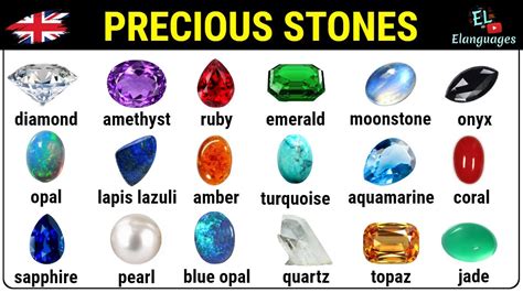 Precious stones, gemstones, jewels in English vocabulary with pictures ...