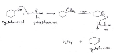 [Solved] reaction scheme of The dehydration of cyclohexanol to form ...