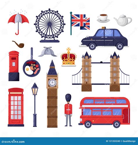 Travel To Great Britain Design Elements. London Tourist Landmarks ...