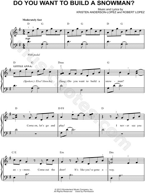 "Do You Want to Build a Snowman?" from 'Frozen' Sheet Music (Easy Piano ...