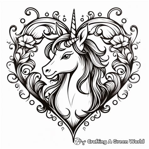 Unicorn Heart Coloring Pages - Free & Printable!