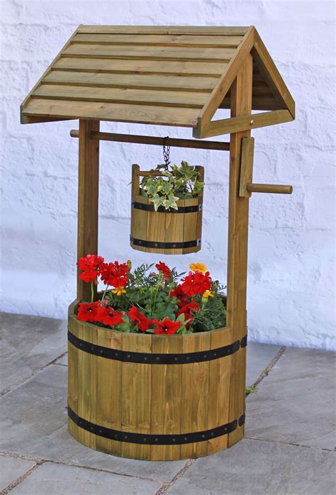 Wooden Decorative Wishing Well Planter - H1m x D45cm This decorative ...