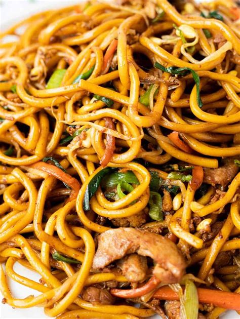 Bami Goreng. Indonesian stir-fried thick chewy egg noodles in a sweet ...