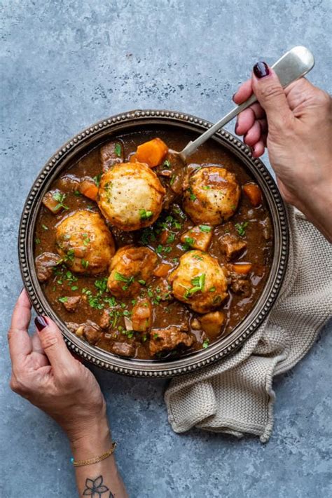 Slow Cooker Beef Stew and Dumplings - Supergolden Bakes