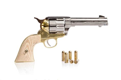 Colt 45 Peacemaker Replica Gun - Nickel And Brass