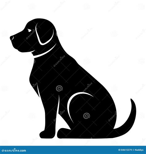 Vector Black Silhouette of a Dog. Stock Vector - Illustration of ...