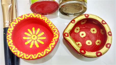 Easy Ways to Decorate Plain Diyas (PART -2) | Small Diya Painting Ideas ...