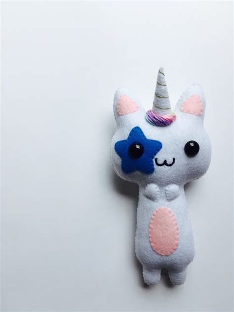 Unicorn Plush Felt Unicorn Cat Plushie Caticorn Custom | Etsy