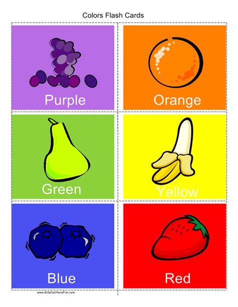 Color Flashcards with Fruits and Vegetables