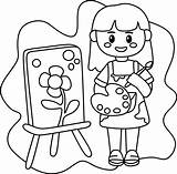 coloring Page For Kids Profession cartoon artist Painter 8994910 Vector  sketch template
