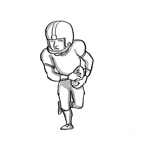 American Football Player Cartoon Black and White Digital Art by Aloysius Patrimonio | Fine Art ...