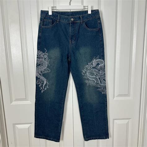 the craziest pair of 2000s baggy jeans. super sick... - Depop