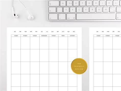 Printable Monthly Planner Minimalist Month Digital Template | Etsy