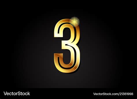 Gold number 3 logo icon design Royalty Free Vector Image