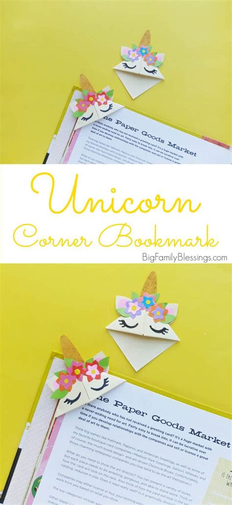 DIY Unicorn Corner Bookmark - Big Family Blessings