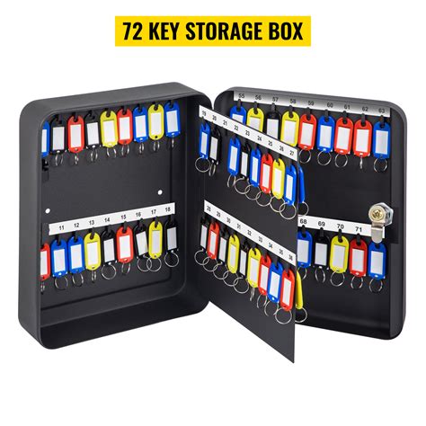 VEVOR Key Cabinet, 72 Position, Q235 Steel Key Lock Box with 72 Key Hooks, Tags & 2 Keys, Wall ...