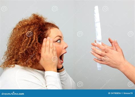 Girl Looking at the Mirror with Fear Stock Photo - Image of holding ...