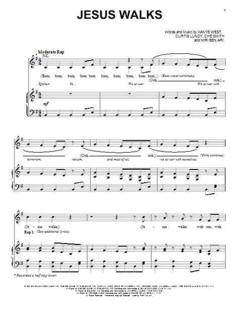 Kanye West "Jesus Walks" Sheet Music Notes | Download Printable PDF Score 94861