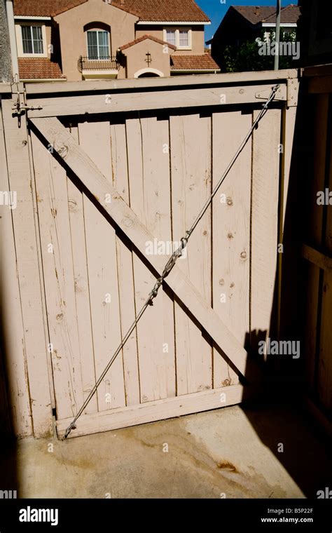 Wooden Gate With Wire Support With Turnbuckle Stock Photo, Royalty Free Image: 20768231 - Alamy