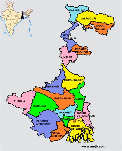 Map of West Bengal, India