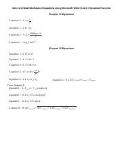 Orbital Mechanics W6 Chapter 11-13 Equations.docx - Intro to Orbital Mechanics Equations using ...