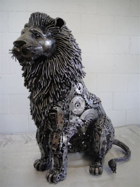 lion figure statue scrap metal art life full size for sale | Metal art sculpture, Metal art ...