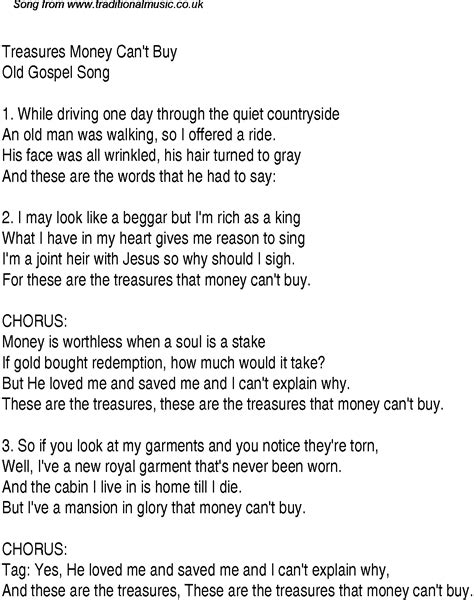 Treasures Money Can't Buy - Christian Gospel Song Lyrics and Chords