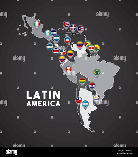 Latin America Map Flag