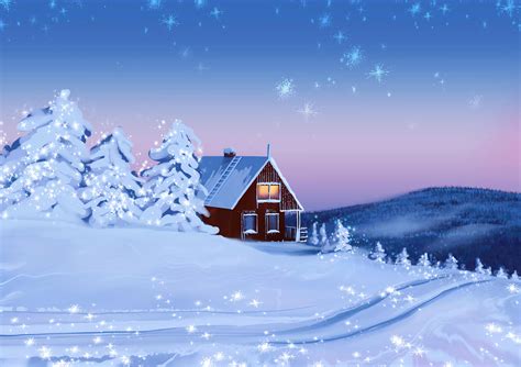 wallpaper house, snow, winter, landscape, art HD : Widescreen : High Definition : Fullscreen